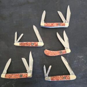 Crowing Rooster Copper Swirl Synthetic Set of 5 Slip Joint Knives
