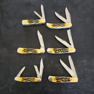 Caliber Cutlery Yellow Jigged Bone Set of 6 Slip Joint Knives