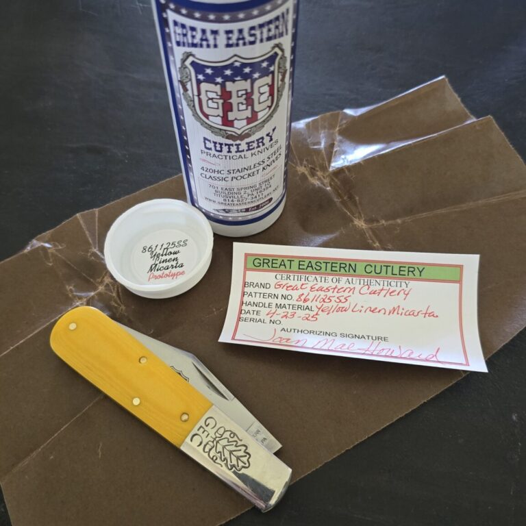 Great Eastern Cutlery #861125 SS Yellow Linen Micarta PROTOTYPE