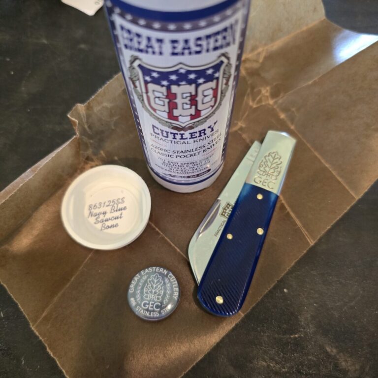 Great Eastern Cutlery #863125 SS Navy Blue Sawcut Bone
