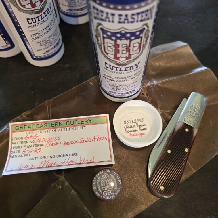 Great Eastern Cutlery #862125 SS Classic Brown Sawcut Bone PROTOTYPE