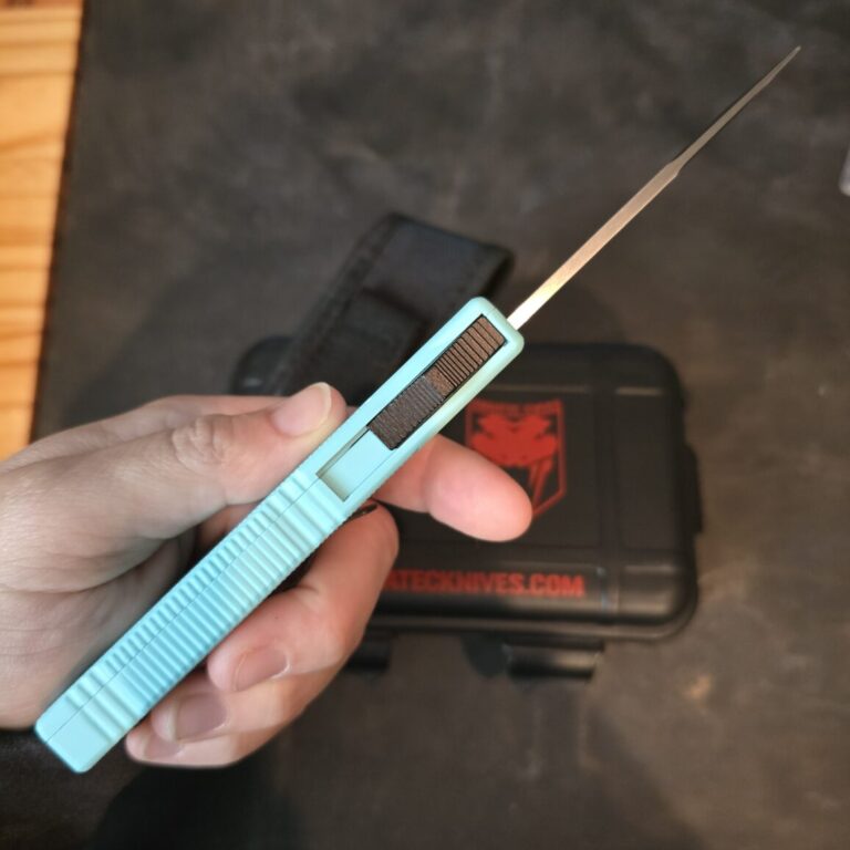 CobraTec Knives Lightweight Mint Blue OTF Serrated Tanto
