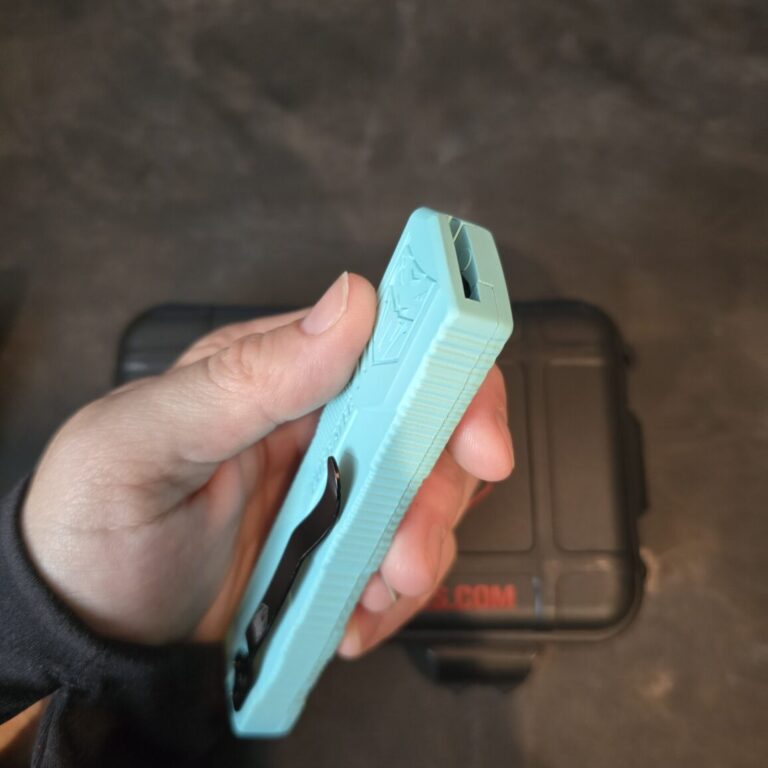 CobraTec Knives Lightweight Mint Blue OTF Serrated Tanto