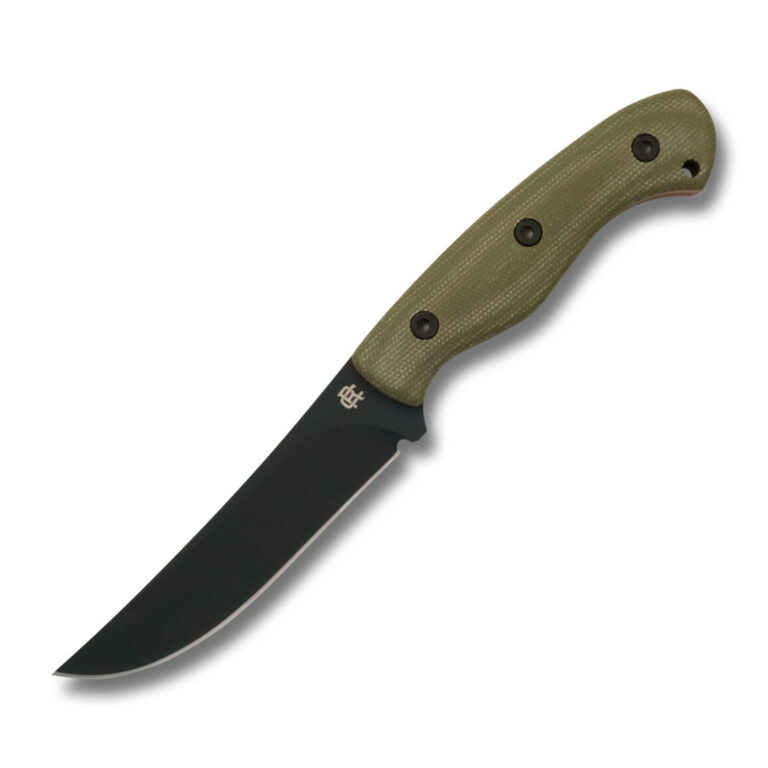 RoseCraft Blades F2 Fixed Blade RCF002 in 1095 Carbon Steel and OD Green Micarta