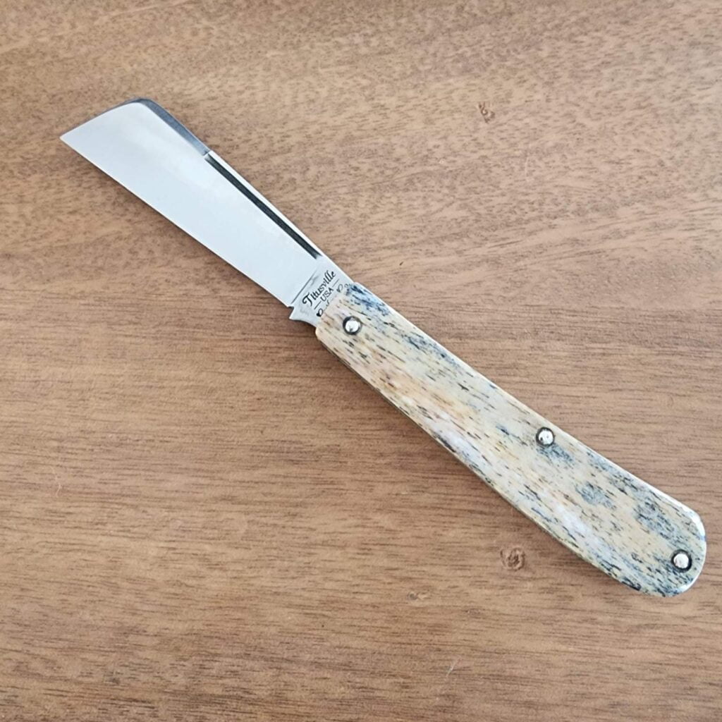 Titusville Big Easy Cotton Sampler 1095 Carbon W/ Long Pull 1 of 1 PROTOTYPE 2024 Brown Giraffe Bone knives for sale