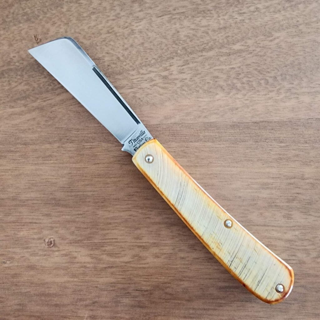 Titusville Big Easy Cotton Sampler 1095 Carbon W/ Long Pull 1 of 1 PROTOTYPE 2024 Sawcut Bone knives for sale