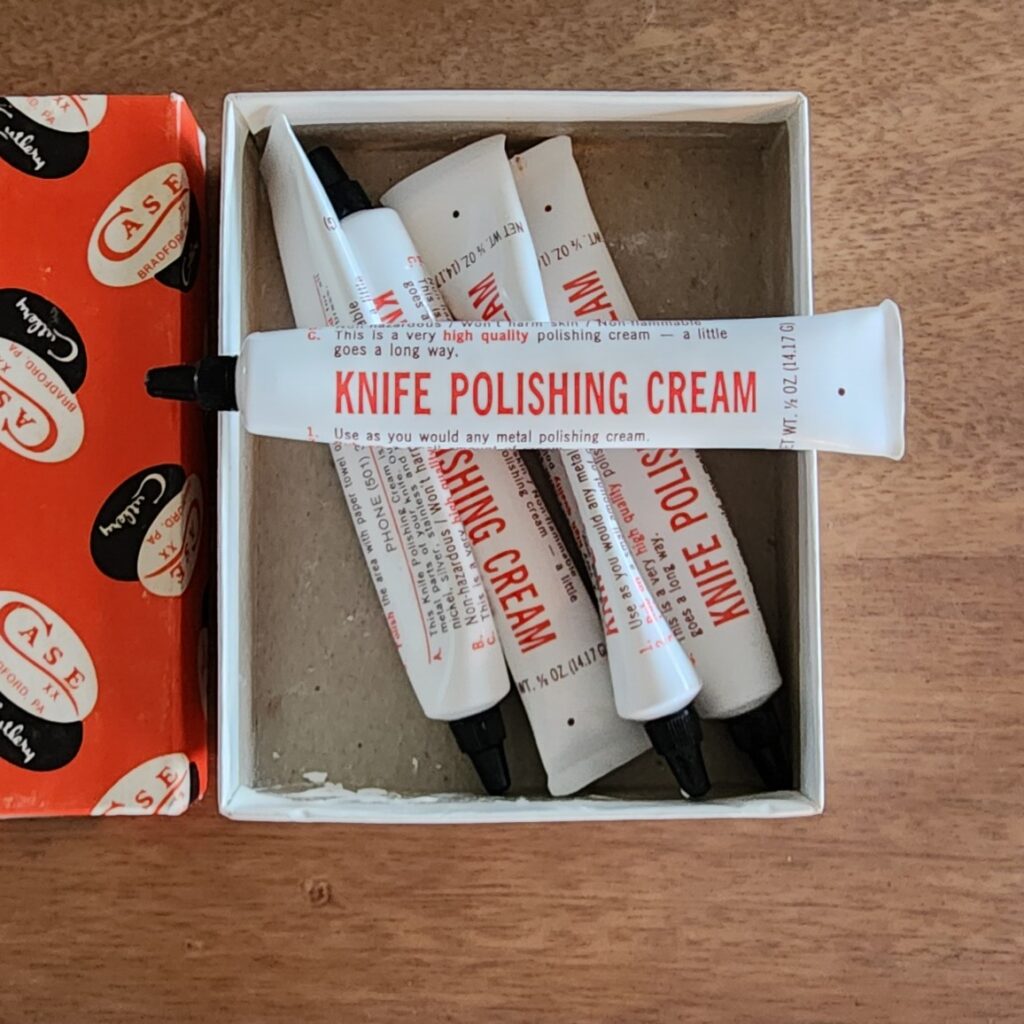 Daniels/GEC/collection Tuesday 6pm cst Release Schedule Starting 4/23/2024 knives for sale Case Set of 5 Polishing Cream Tubes in Original Vintage Pumpkin Box knives for sale