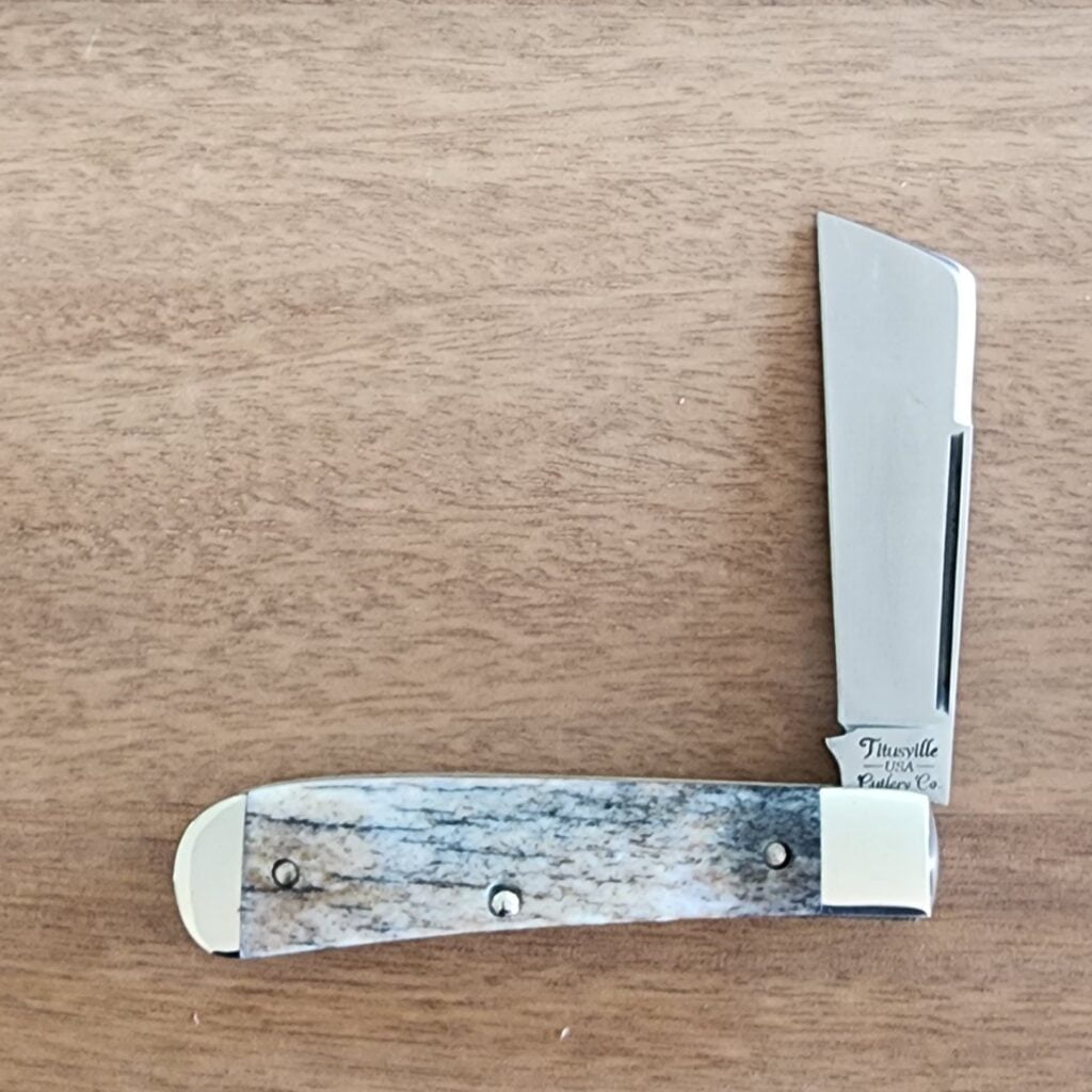 Quinn Lake Collection UpdateExclusive Spotlight: The Titusville TSA Brown Sugar Giraffe Bone Big Easy Cotton Sampler knives for sale Titusville TSA Exclusive Brown Sugar Giraffe Bone Big Easy Cotton Sampler 1095 Carbon W/ Long Pull 1 of 6 knives for sale
