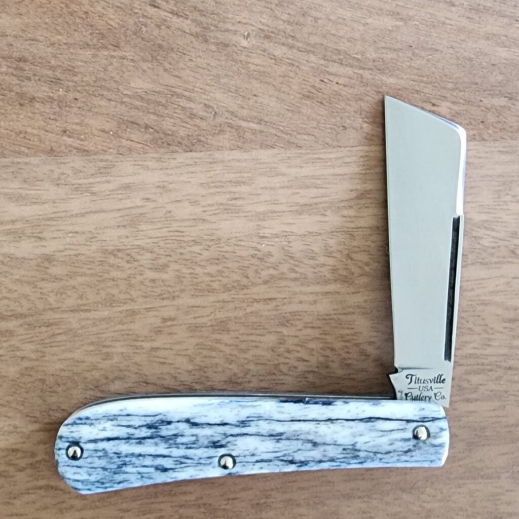 TSAK Exclusive Lone Wolf Giraffe Bone knives for sale Titusville TSA Exclusive Lone Wolf Giraffe Bone Big Easy Cotton Sampler Shadow Pattern 1095 Carbon W/ Long Pull 1 of 6 knives for sale