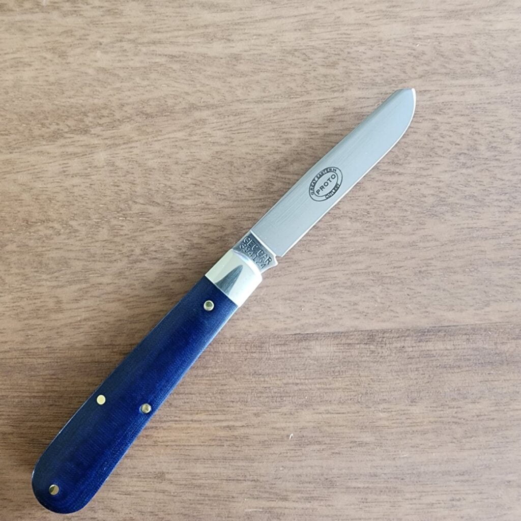 Great Eastern Cutlery Rendezvous. knives for sale Great Eastern Cutlery #394124 Blue Linen Micarta PROTOTYPE knives for sale