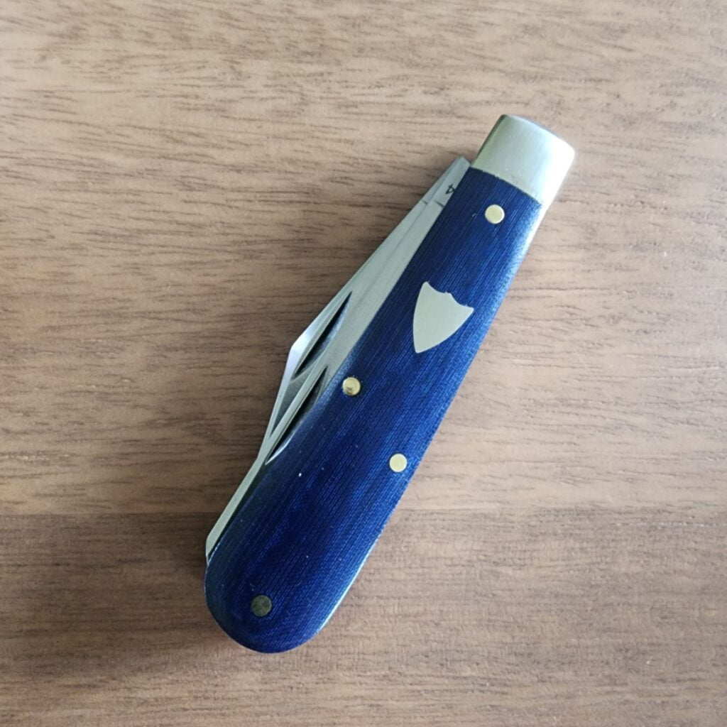 Great Eastern Cutlery Rendezvous. knives for sale Great Eastern Cutlery #391224 Blue Linen Micarta PROTOTYPE knives for sale