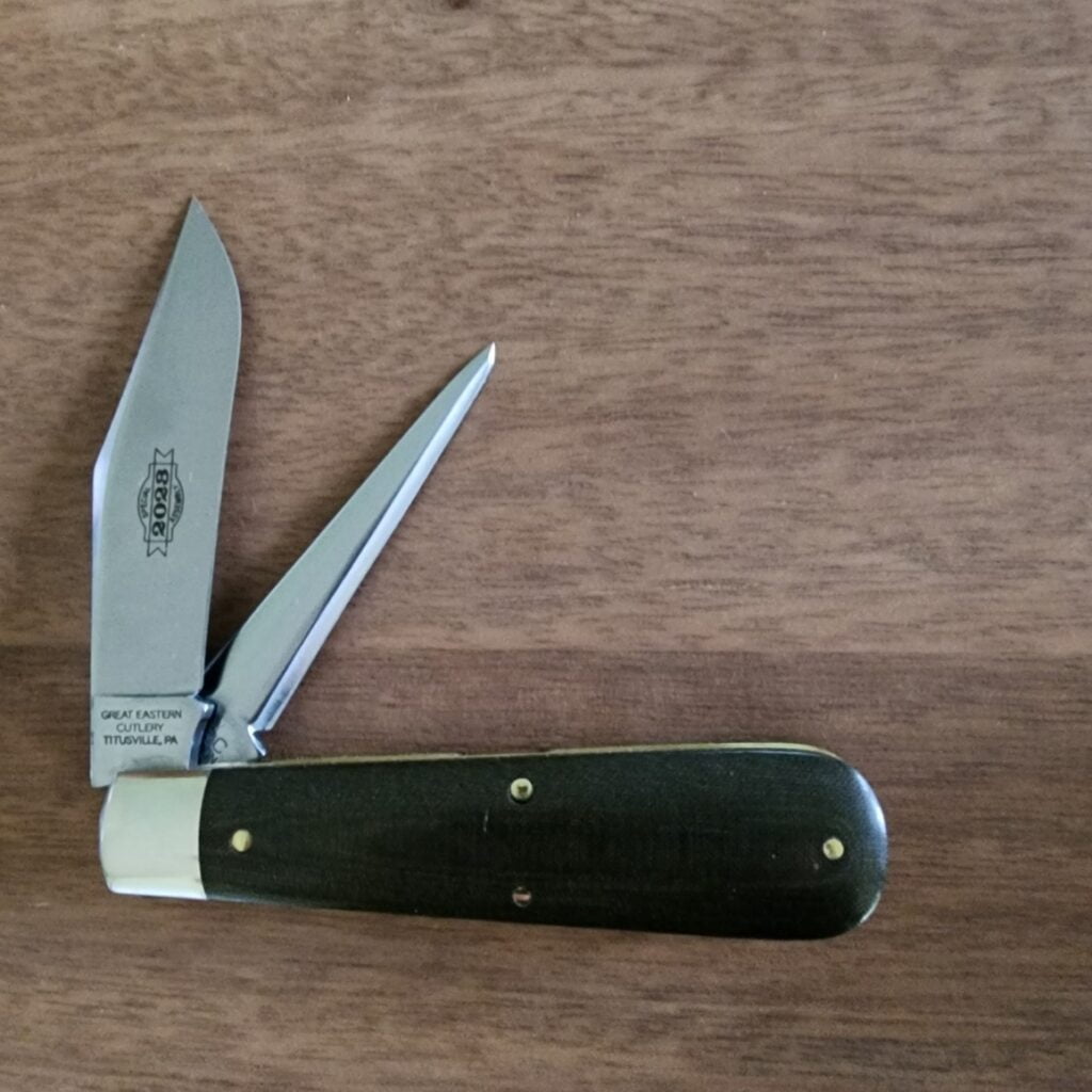 Great Eastern Cutlery Rendezvous. knives for sale Great Eastern Cutlery #861223 OD Green Linen Micarta (1 of 29 made) "S" knives for sale