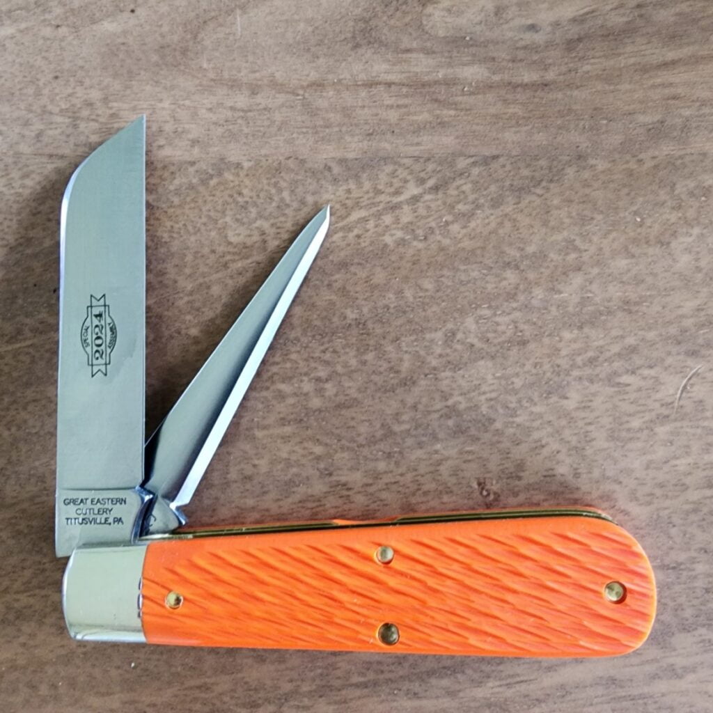 Great Eastern Cutlery Rendezvous. knives for sale Great Eastern Cutlery #863223 Jigged Orange Delrin ESPL (1 of 27 made) knives for sale