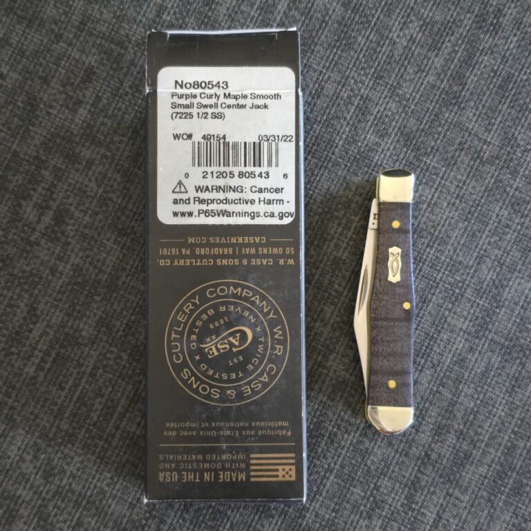 Case XX USA Purple Curly Maple Smooth Small Swell Center Jack 7225 1/2 ss No 80543