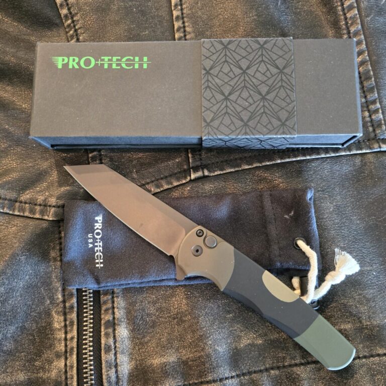 PROTECH KJ. MALIBU 02 FLIPPER M81 Camo Handle, DLC Black REVERSE TANTO Magnacut (Knife Joy Exclusive)