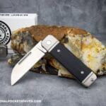 C. Risner Ohio River Jack Single Blade Wharncliffe Black Canvas Micarta knives for sale