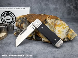 Exciting News: C. Risner Knives Now Available for Sale! knives for sale C. Risner Ohio River Jack Single Blade Wharncliffe Black Canvas Micarta knives for sale