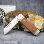 C. Risner Ohio River Jack Single Blade Sheepsfoot Natural Canvas Micarta knives for sale