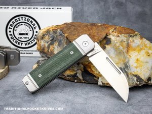 Exciting News: C. Risner Knives Now Available for Sale! knives for sale C. Risner Ohio River Jack Single Blade Wharncliffe Green Canvas Micarta knives for sale