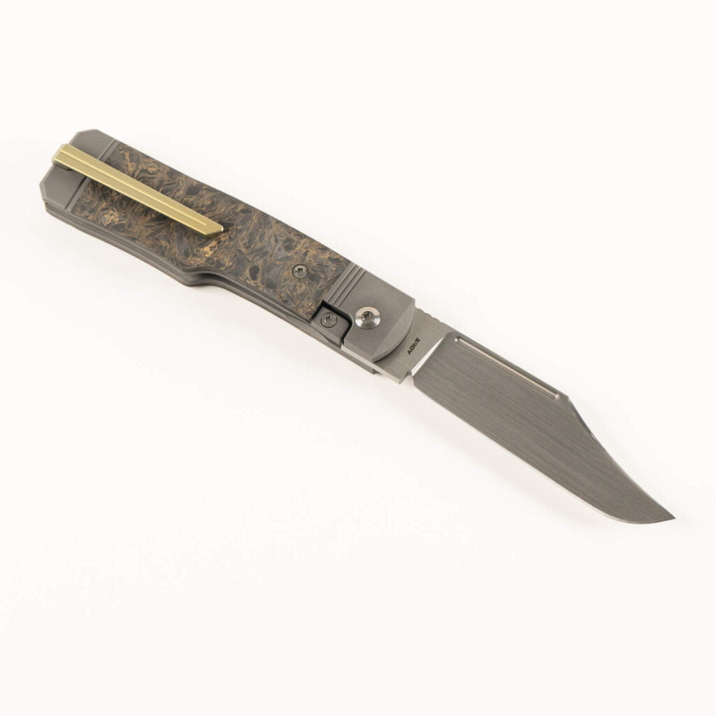 The Gunslinger Jack is Back: Jack Wolf Knives for Sale knives for sale GUNSLINGER JACK - FAT CARBON DARK MATTER GOLD HAND SATIN knives for sale
