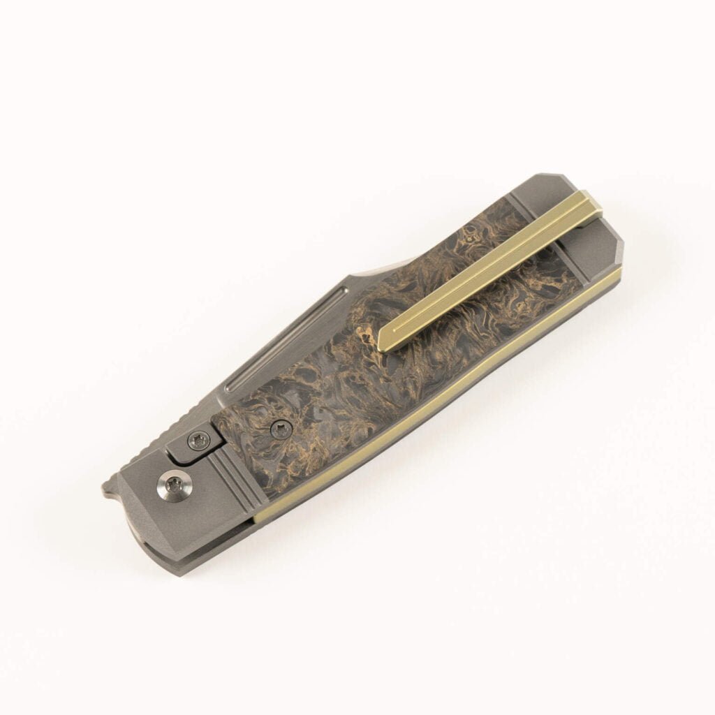 The Gunslinger Jack is Back: Jack Wolf Knives for Sale knives for sale GUNSLINGER JACK - FAT CARBON DARK MATTER GOLD HAND SATIN knives for sale