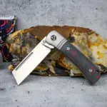 C. Risner Exclusive Hedgehog Single Blade Sheepsfoot Camocarbon-Miami Vice knives for sale