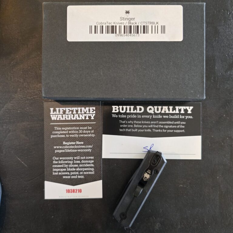 CobraTec Stinger in Black G10 and D2