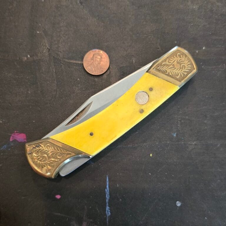 Frost Cutlery Jumbo Lockback Knife in Yellow Smooth Bone