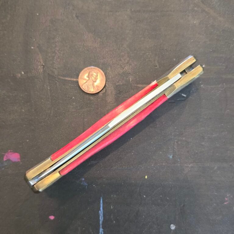 Frost Cutlery Jumbo Lockback Knife in Red Jigged Bone