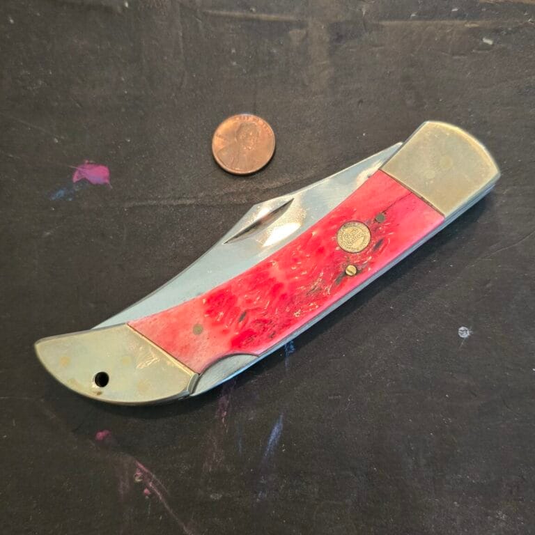 Frost Cutlery Jumbo Lockback Knife in Red Jigged Bone