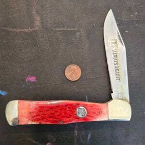 Rough Rider Jumbo folding Knife in Red Jigged Bone