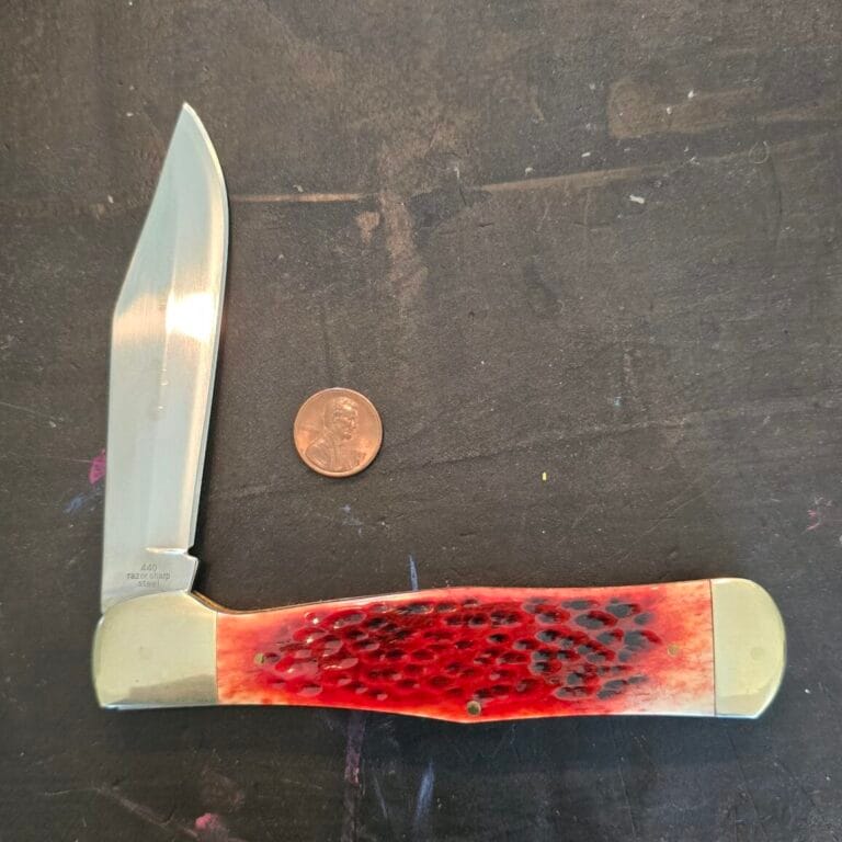 Rough Rider Jumbo folding Knife in Red Jigged Bone
