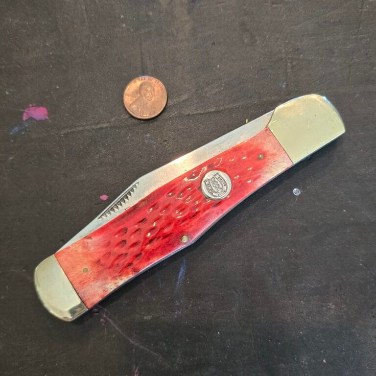 Rough Rider Jumbo folding Knife in Red Jigged Bone