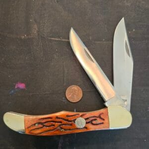 Frost Cutlery Jumbo Folding Knife in Brown Jigged Bone