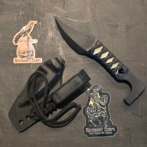 Revenant Corps G10 Talon V2 with Sheath and White Stingray Accents Black on Black.