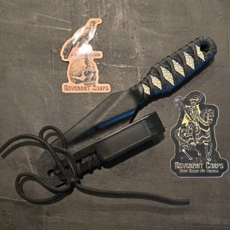 Revenant Corps G10 Small Shanghai Black on Black w/ Belt Clip Sheath and White Stingray