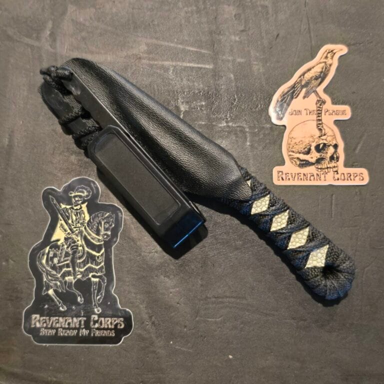 Revenant Corps G10 Great Tailed Grackle with Sheath and White Stingray Accents Black on Black.