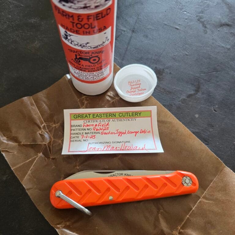 Great Eastern Cutlery #962125 Traction Jigged Orange Delrin PROTOTYPE