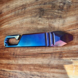 Titanium Mini Pry Bar with Beautiful Heat Treat Patina knives for sale