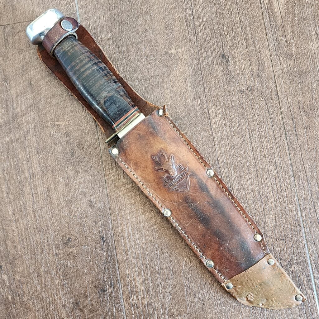 Rehwappen Solingen Germany Vintage Bowie Knife in Stacked Leather – gallery image 3