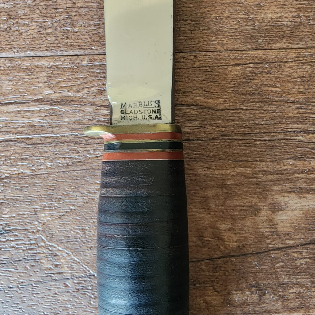 Marbles Vintage Sheath Knife with Stacked Leather Handle and Original Sheath – gallery image 5