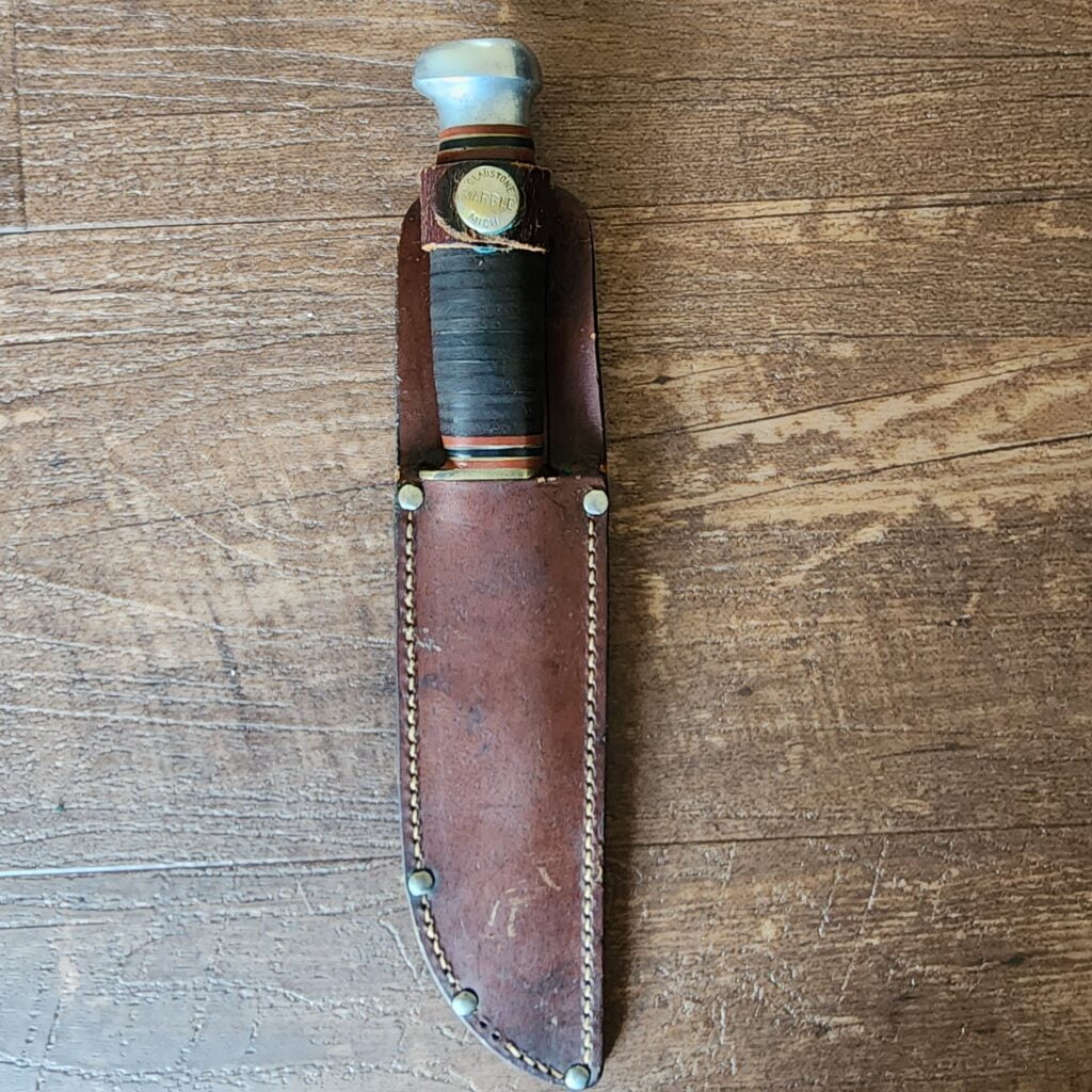 Marbles Vintage Sheath Knife with Stacked Leather Handle and Original Sheath – gallery image 2