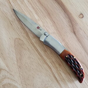 Al Mar Knives Honey Jigged Bone Classic Collection Hawk AMK 7002 2.75" Traditional Satin Honey Bone knives for sale