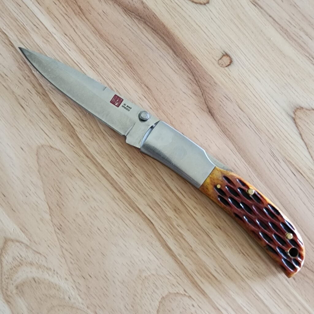 Al Mar Knives Honey Jigged Bone Classic Collection Hawk AMK 7006 4" Traditional Satin Honey Bone – gallery image 9