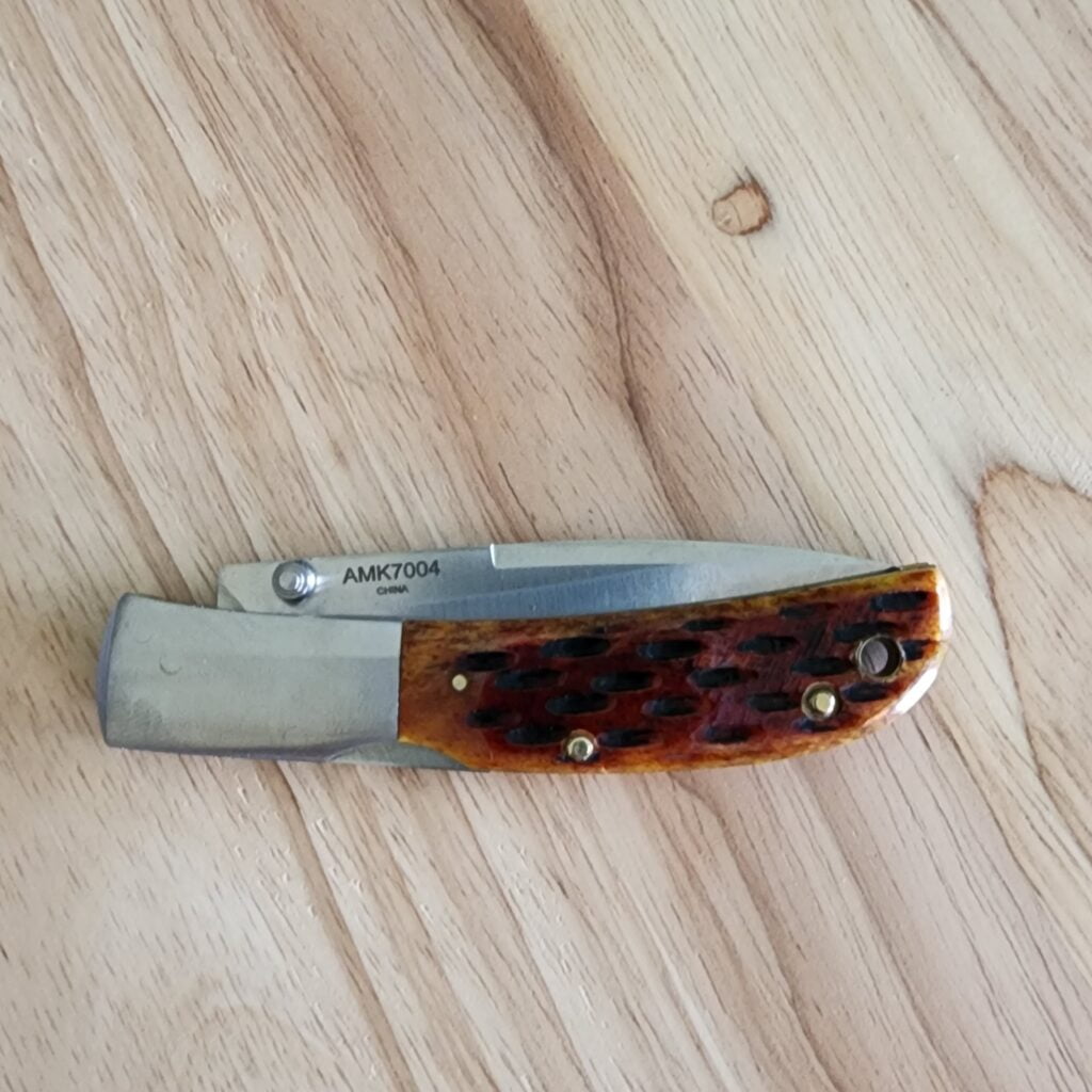 Al Mar Knives Honey Jigged Bone Classic Collection Hawk AMK 7006 4" Traditional Satin Honey Bone – gallery image 7