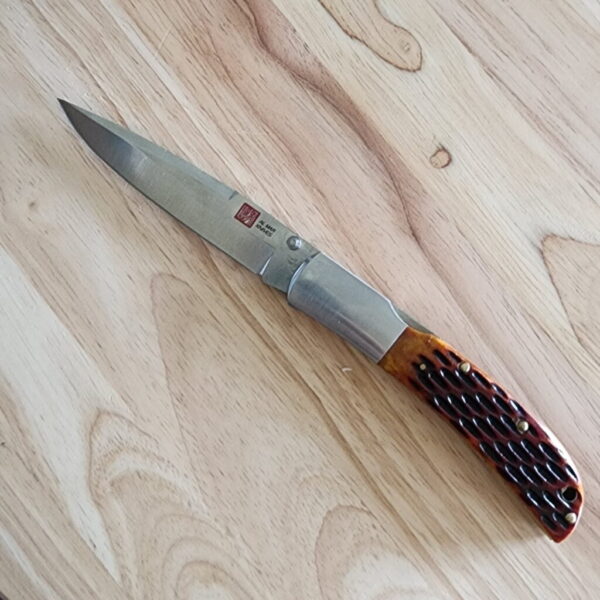 Al Mar Knives Honey Jigged Bone Classic Collection Hawk AMK 7006 4" Traditional Satin Honey Bone – gallery image 1