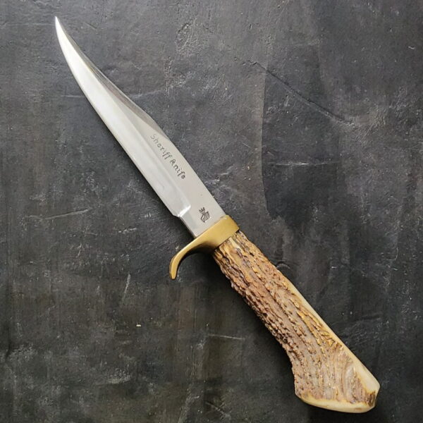 Vintage Sheriff Knife Solingen Germany Fixed Blade with Antler Handle – gallery image 1