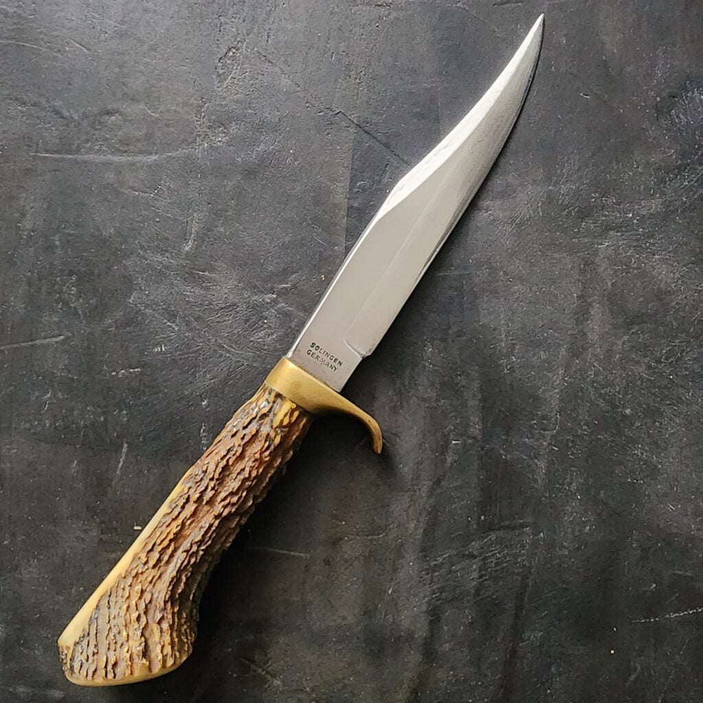 Vintage Sheriff Knife Solingen Germany Fixed Blade with Antler Handle – gallery image 4