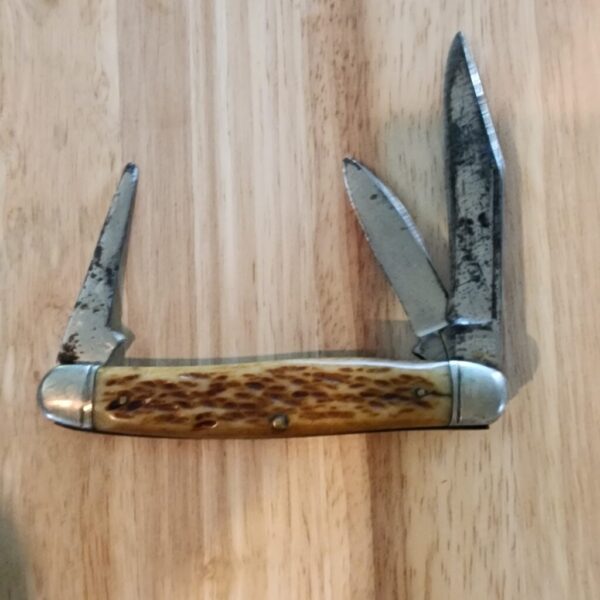 Vintage Kutmaster USA Peach Seed Jigged Bone Stockman – gallery image 1