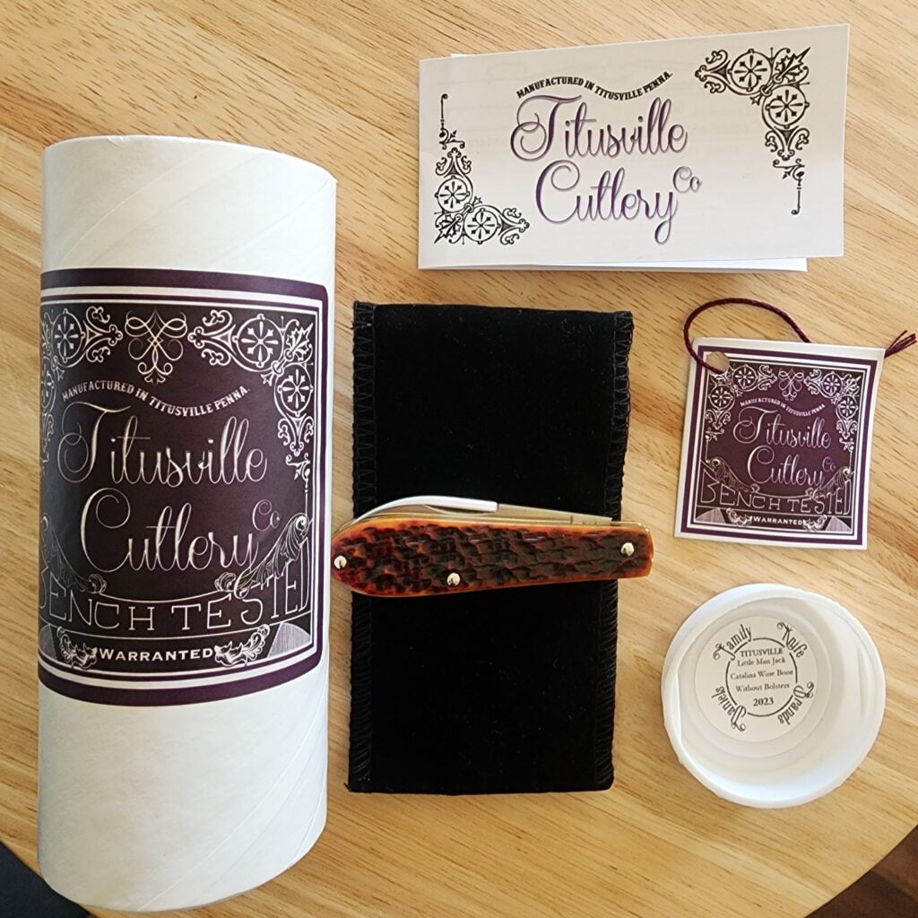 Daniels Family Knife Brands 2023 Titusville Little Man Jack Catalina Wine Mixer Bone 1 of 50 knife for sale